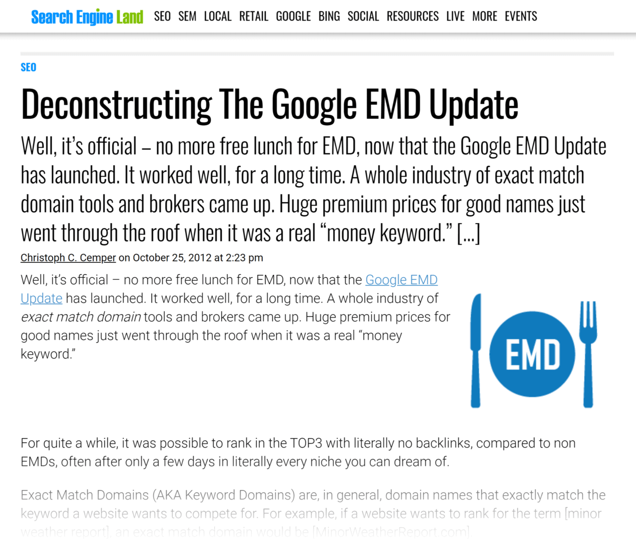 Search Engine Land – Google EMD update