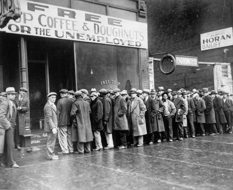 Раздача бесплатной еды безработным, Великая Депрессия в США