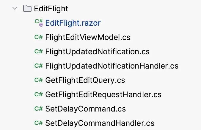 This is what the complete slice of the Edit Flight feature looks like