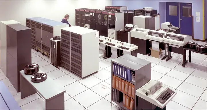 A 1980's data center managing data the 1980's way — storage was expensive, really expensive