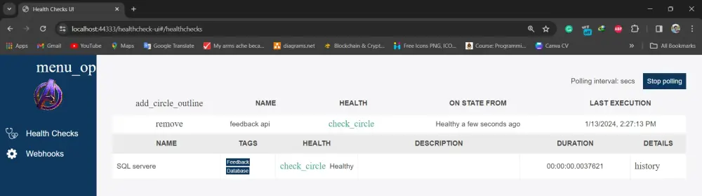 Endpoint healthcheck-ui