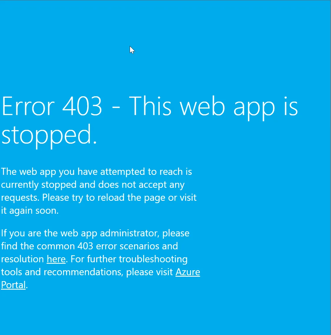 Web app is stopped