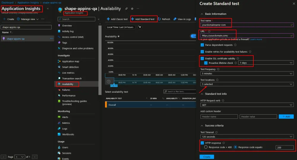 Availability » Add Standard Test