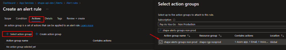 Alert Rule » Action Group