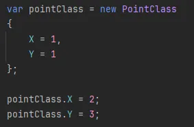 Properties of a class instance can be updated after its created