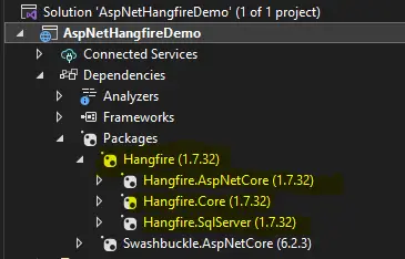 Hangfire package installed