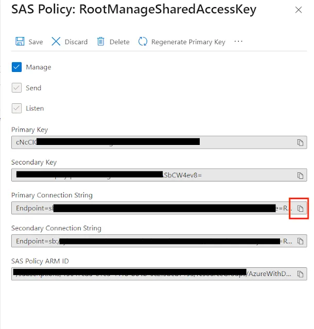 SAS Policy: RootManageSharedAccessKey