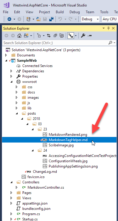 Figure 2: Dropping a markdown file with content into a folder for rendering