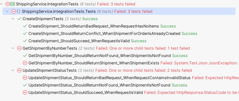 Failed tests