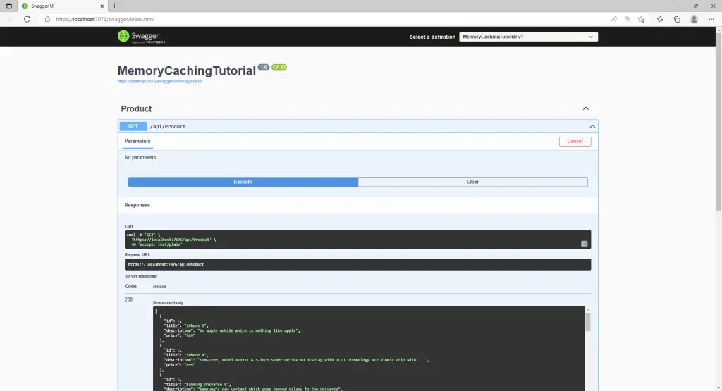 Swagger Products API